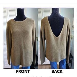 Women's size Medium Sweater Olive Brown Open Back Banana Republic Cotton Blend